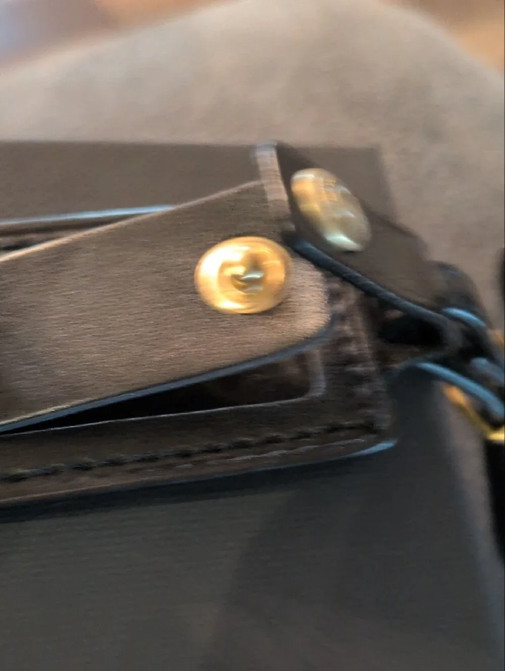 Tumi Black Leather Tag with Gold TUMI Logo